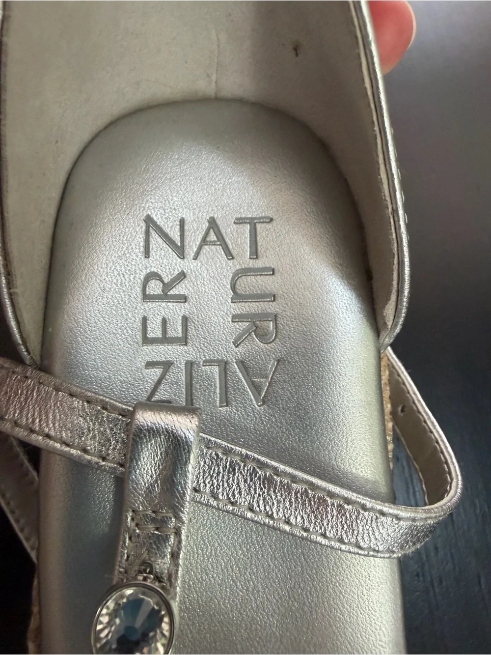 Naturalizer Silver Jeweled Espadrille Wedges